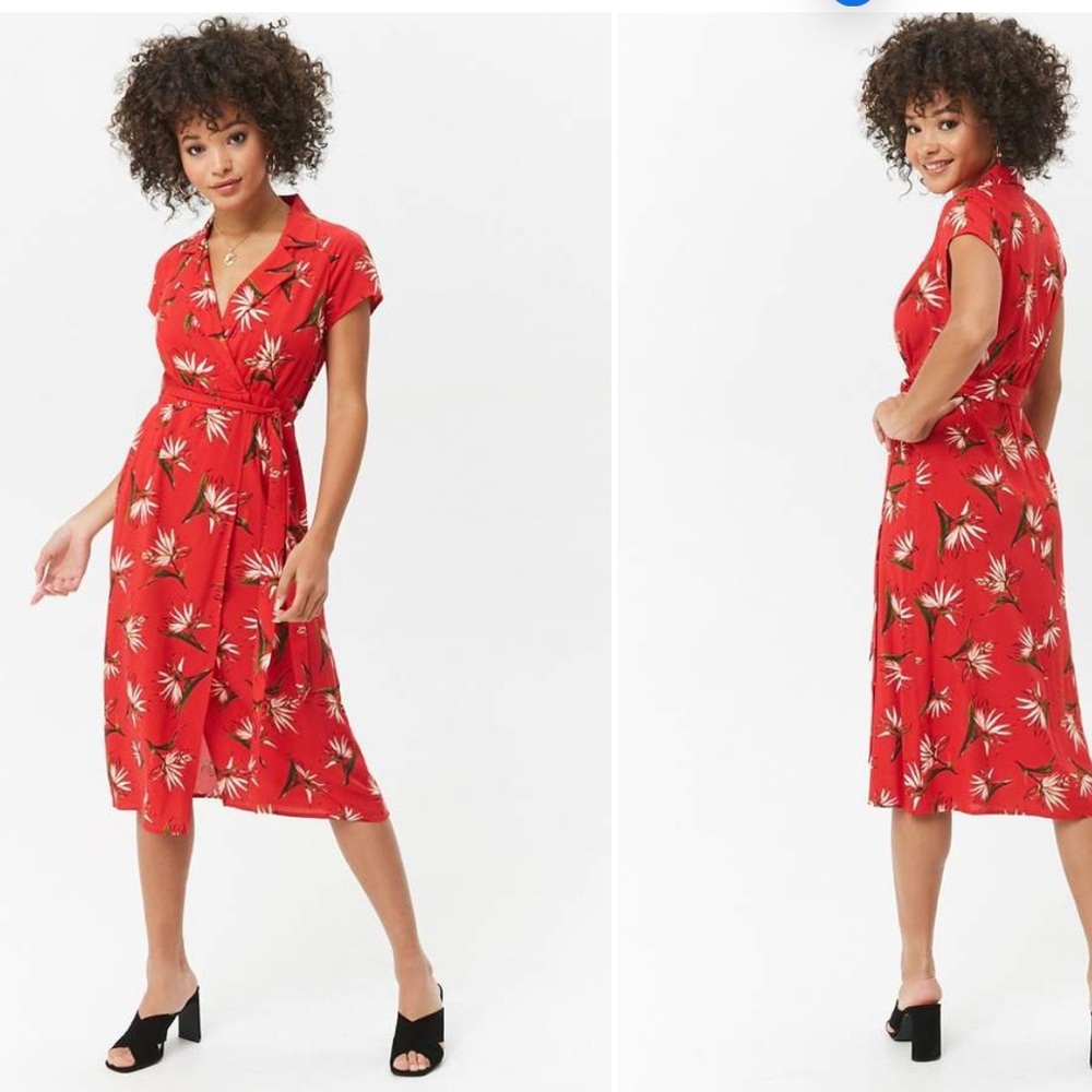NWT Forever 21 Collared Floral Midi Dress